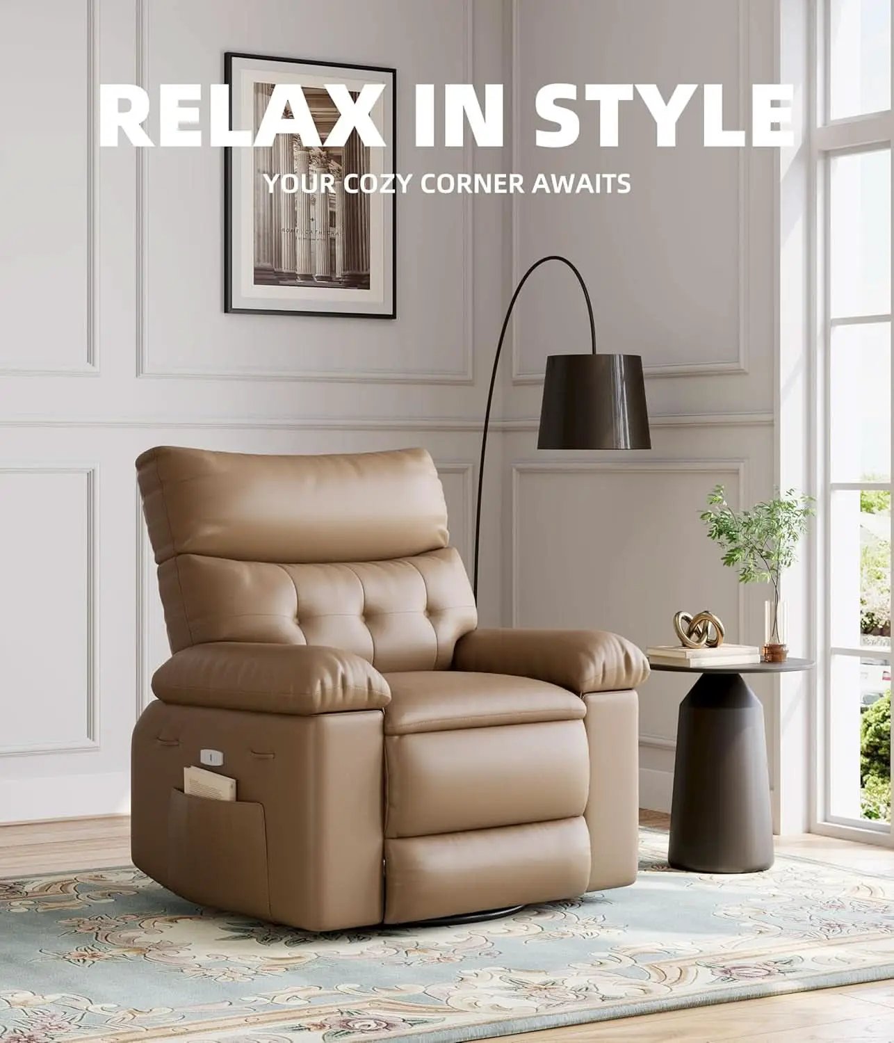 Power Swivel Massage Recliner With Heat And Vibration from PriceLows™