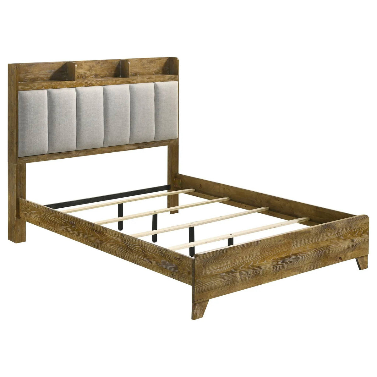 Henderson 57-inch Eastern King Bookcase Panel Bed Medium | 79.25 x 87.5 x 56.75 in | Wood | Oak