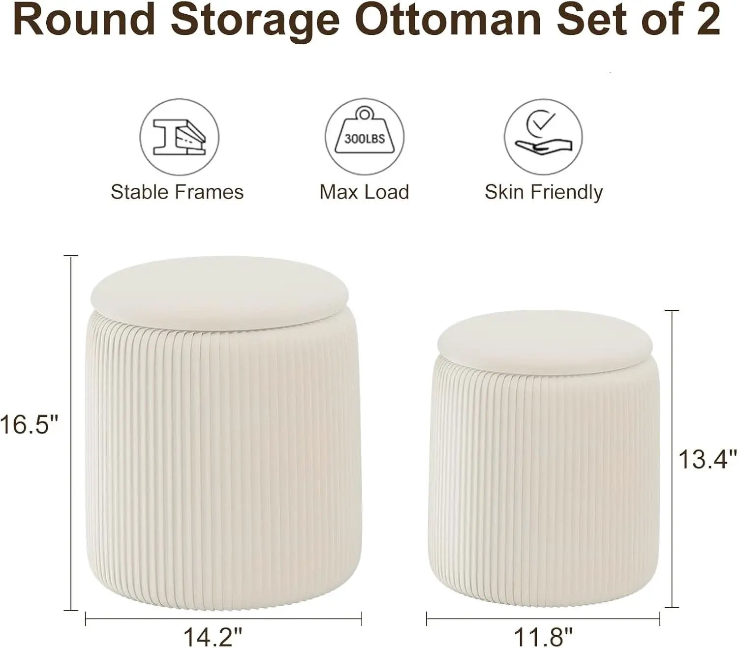 White Velvet Upholstered Storage Ottoman Vanity Set from PriceLows™