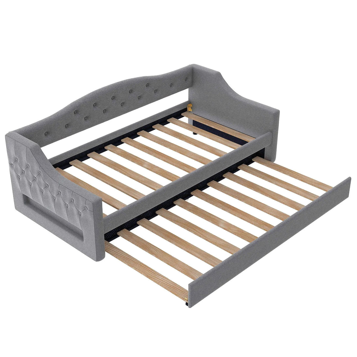 Daybed With LED Lights | Upholstered Trundle Daybed | Thickly Padded Sponge | 84 Inch Length