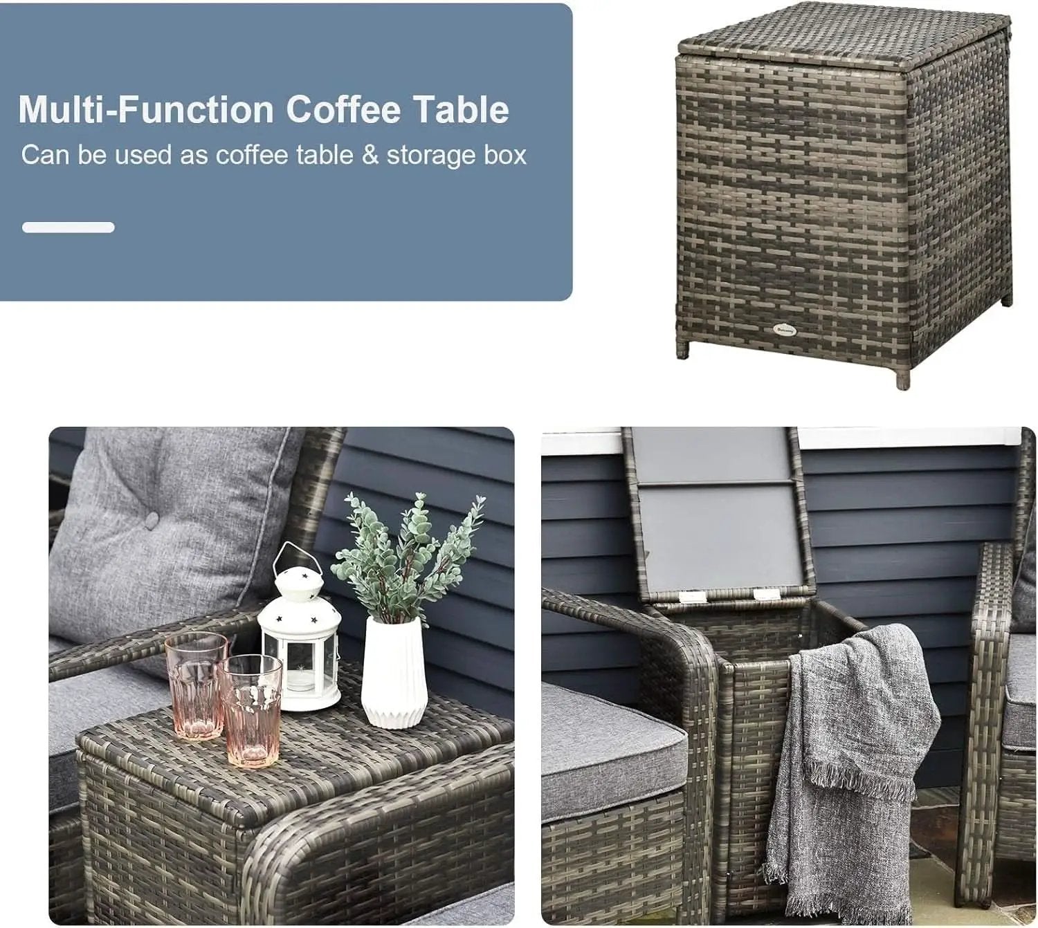 Three Piece Patio Furniture Set with Cushions and Table from PriceLows™