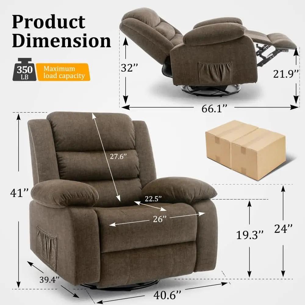 Brown Recliner Chair With 360 Swivel For Home Comfort from PriceLows™