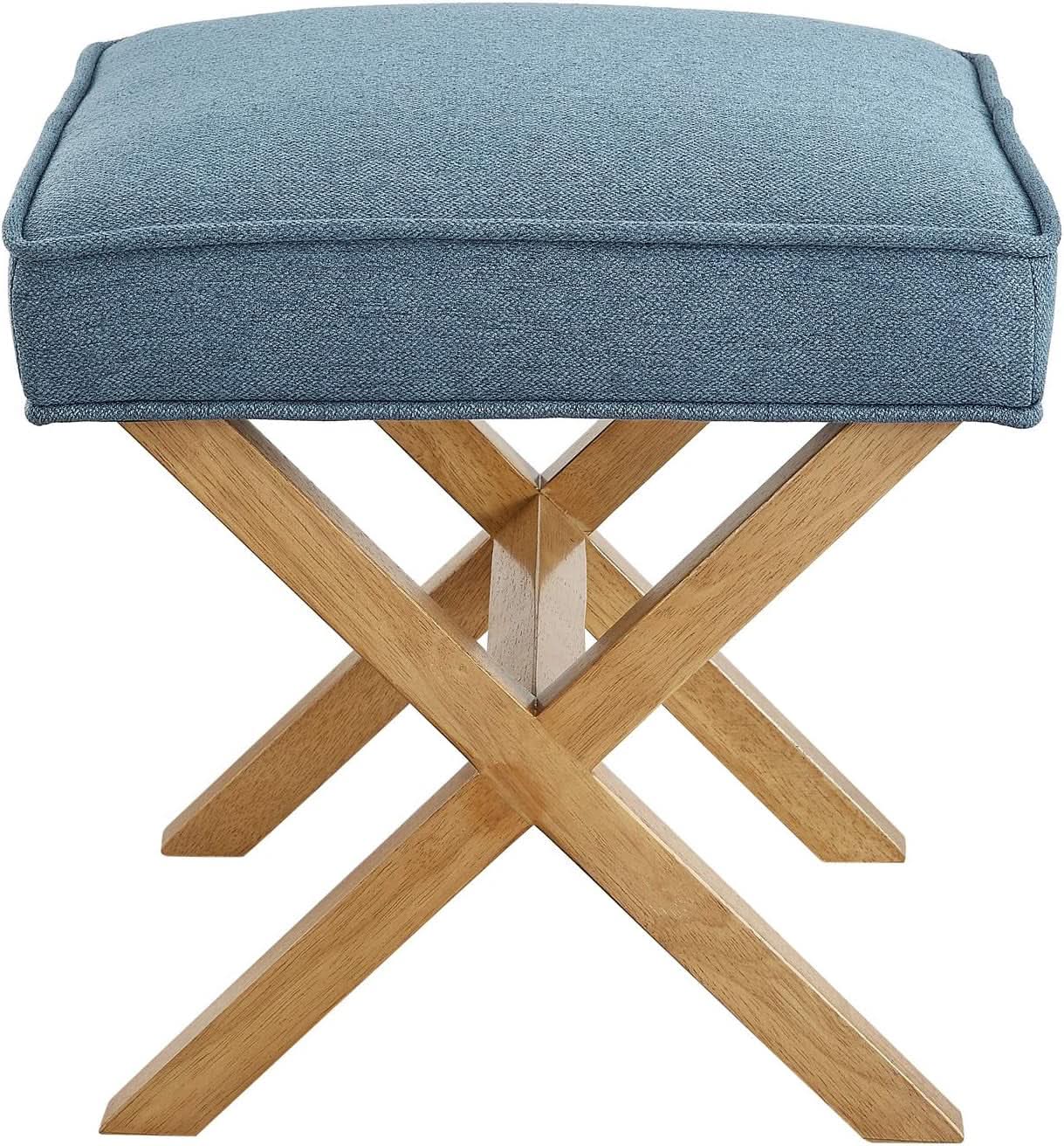 Indigo Blue Upholstered Ottoman Foot Stool 20Wx18Dx18H from PriceLows™