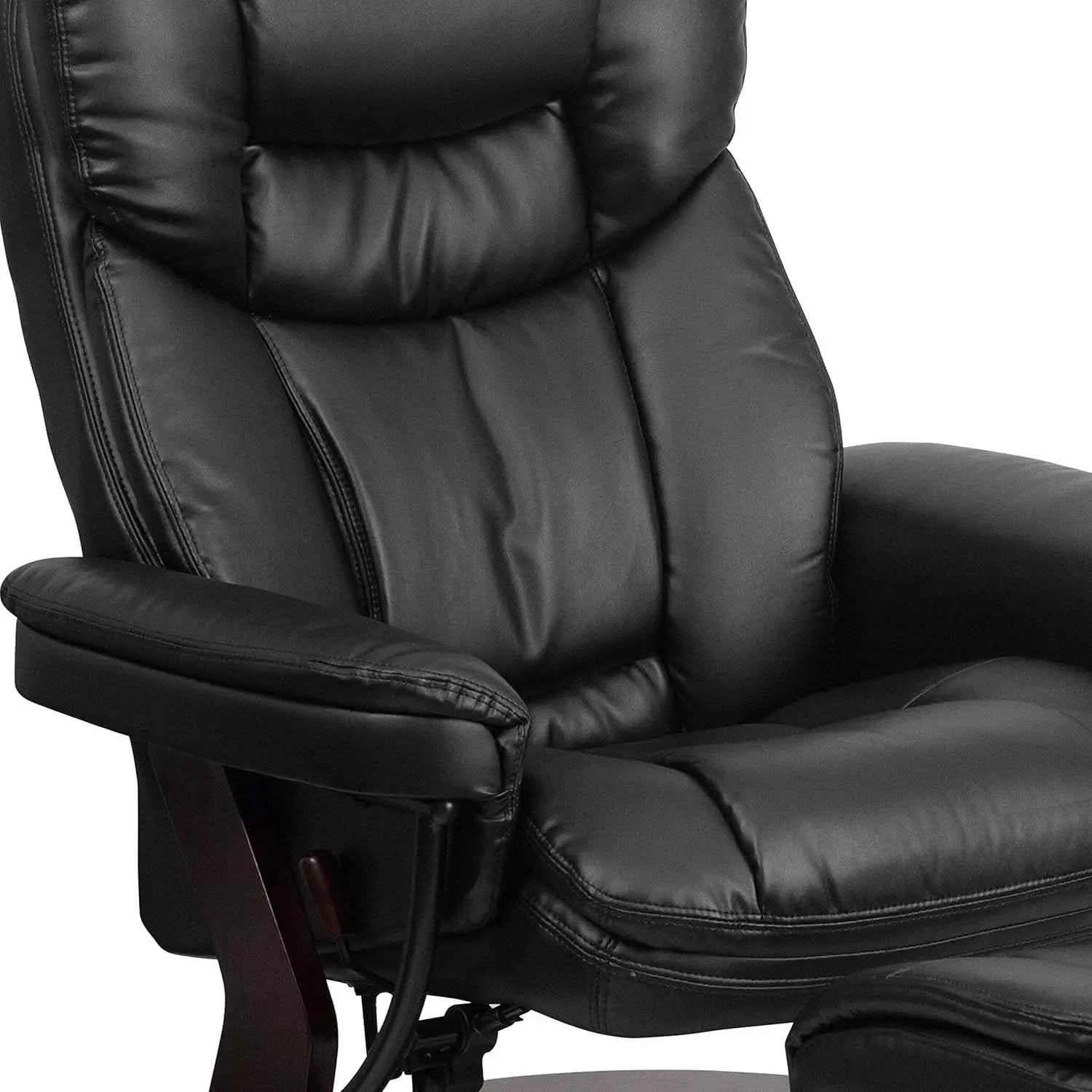Leathersoft Upholstered Recliner With Ottoman Black from PriceLows™