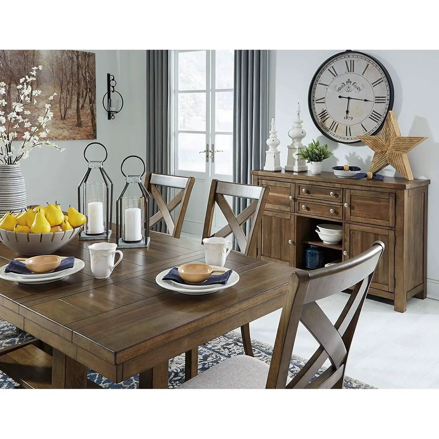 Farmhouse Dining Extension Table Seats 8 Distressed Nutmeg from PriceLows™