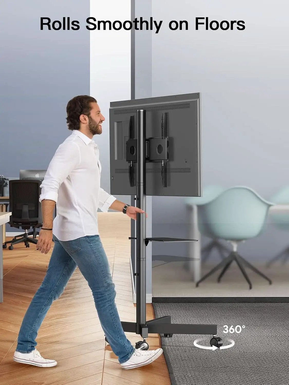 Mobile TV Cart on Wheels for 23 to 60 Inch TVs Height Tray from PriceLows™