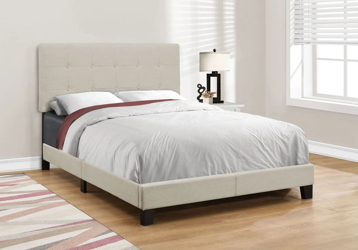 Upholstered Platform Bed Frame | Transitional Style | Frame Only | Thick Foam Padding