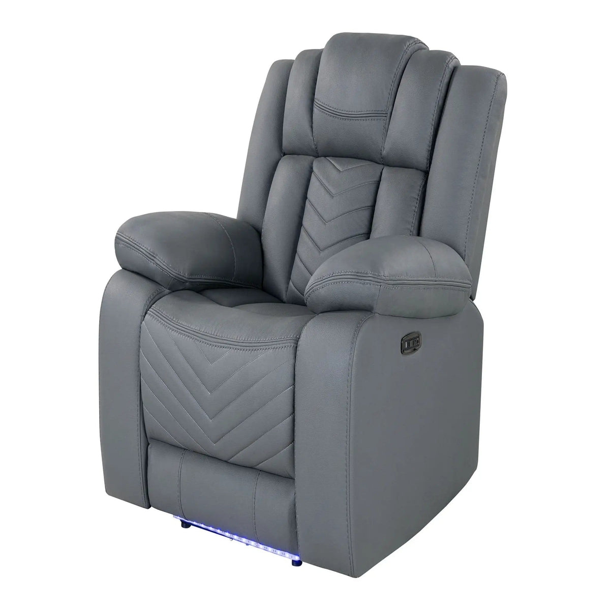 Raize Power Recliner With LED Functionality Reclining Chair | 42 x 38.25 x 39.75 in | Polyester & Fabric | Gray