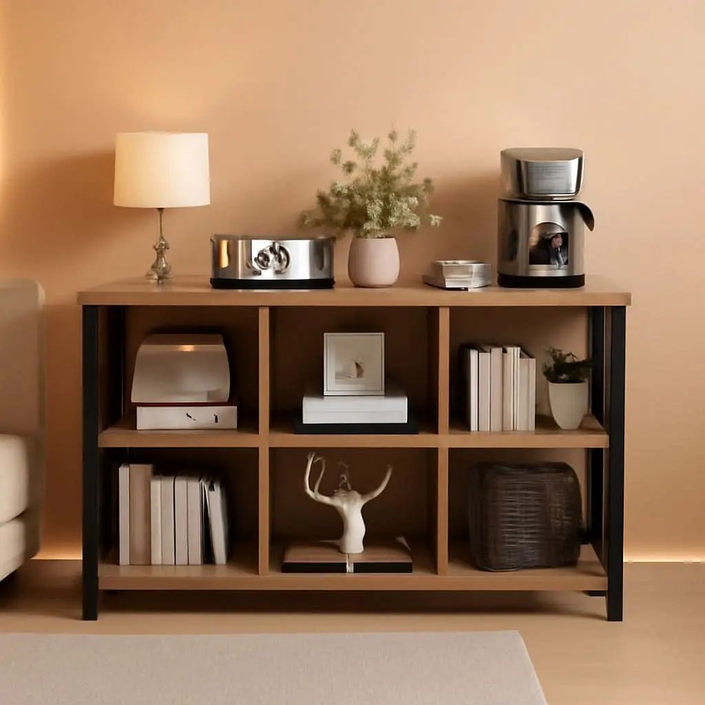 6 Cube Storage Organizer With Shelf Rustic Oak Bookcase from PriceLows™