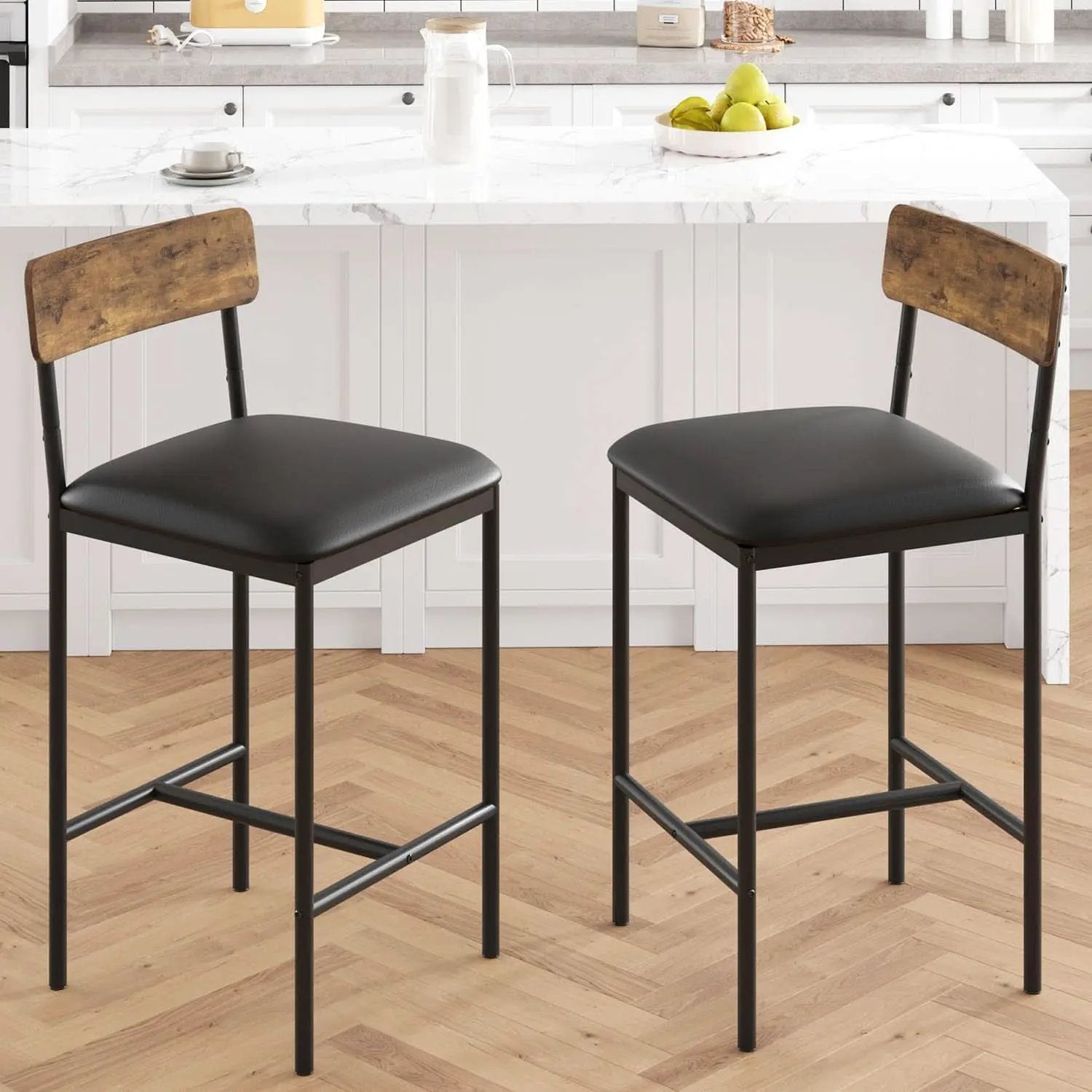 Upholstered Bar Stools Set of Two with Backrest from PriceLows™