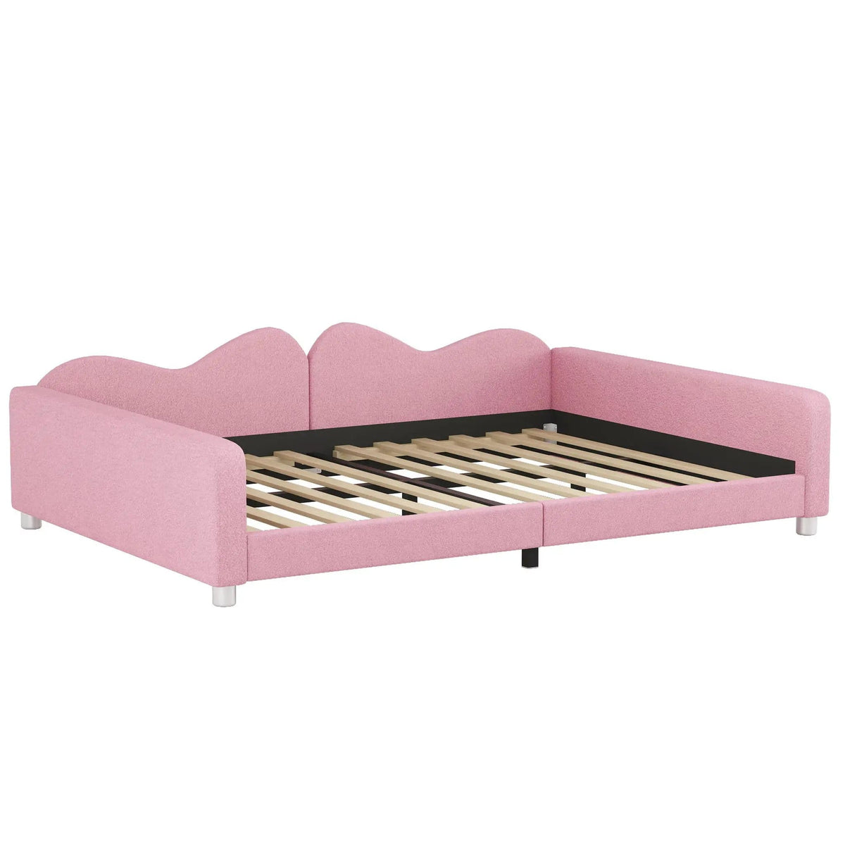 Upholstered Daybed, Sherpa Fabric Sofabed With Cloud-Shaped Backrest | 2 Pieces | Fabric | Bedroom
