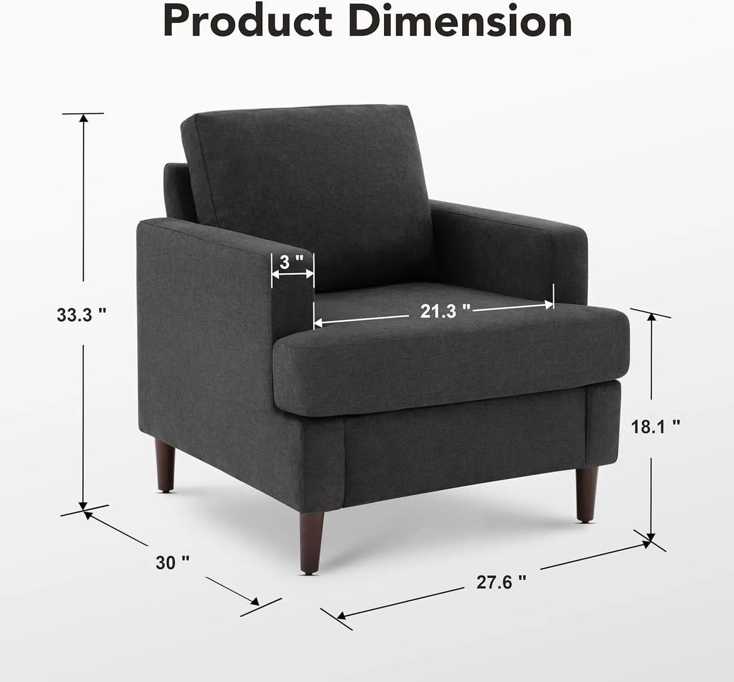 Mid Century Modern Premium Upholstered Armchair Grey from PriceLows™