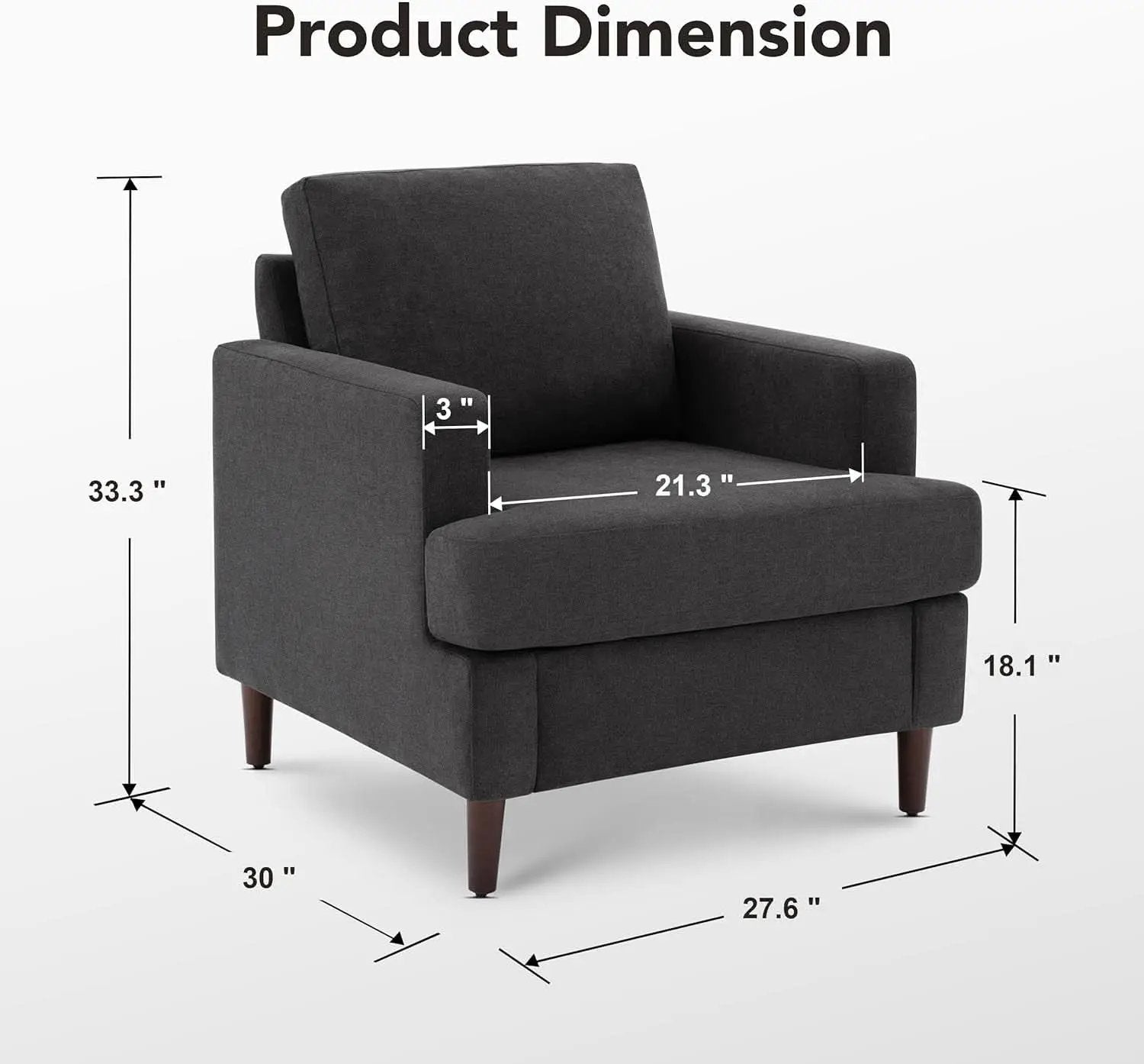 Mid Century Modern Premium Upholstered Armchair Grey from PriceLows™