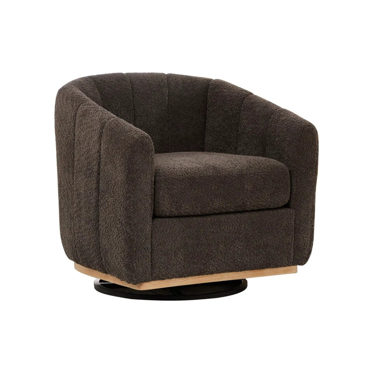 Swivel Upholstered Barrel Chair With Metal Base | Swivel Chair | Fabric & Iron | Home