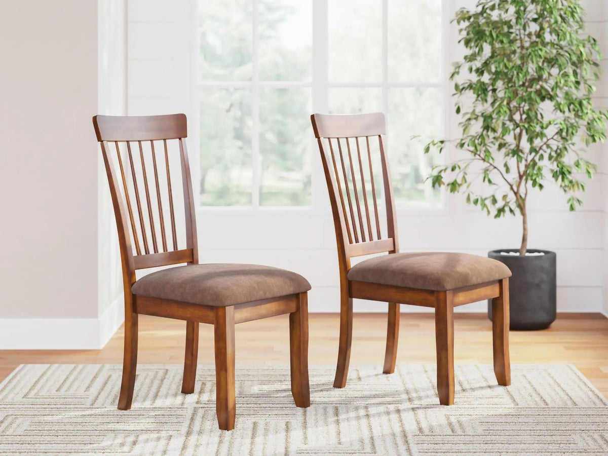 Berringer Dining Side Chairs | Set Of 2 | Rustic Brown | Upholstered Seats