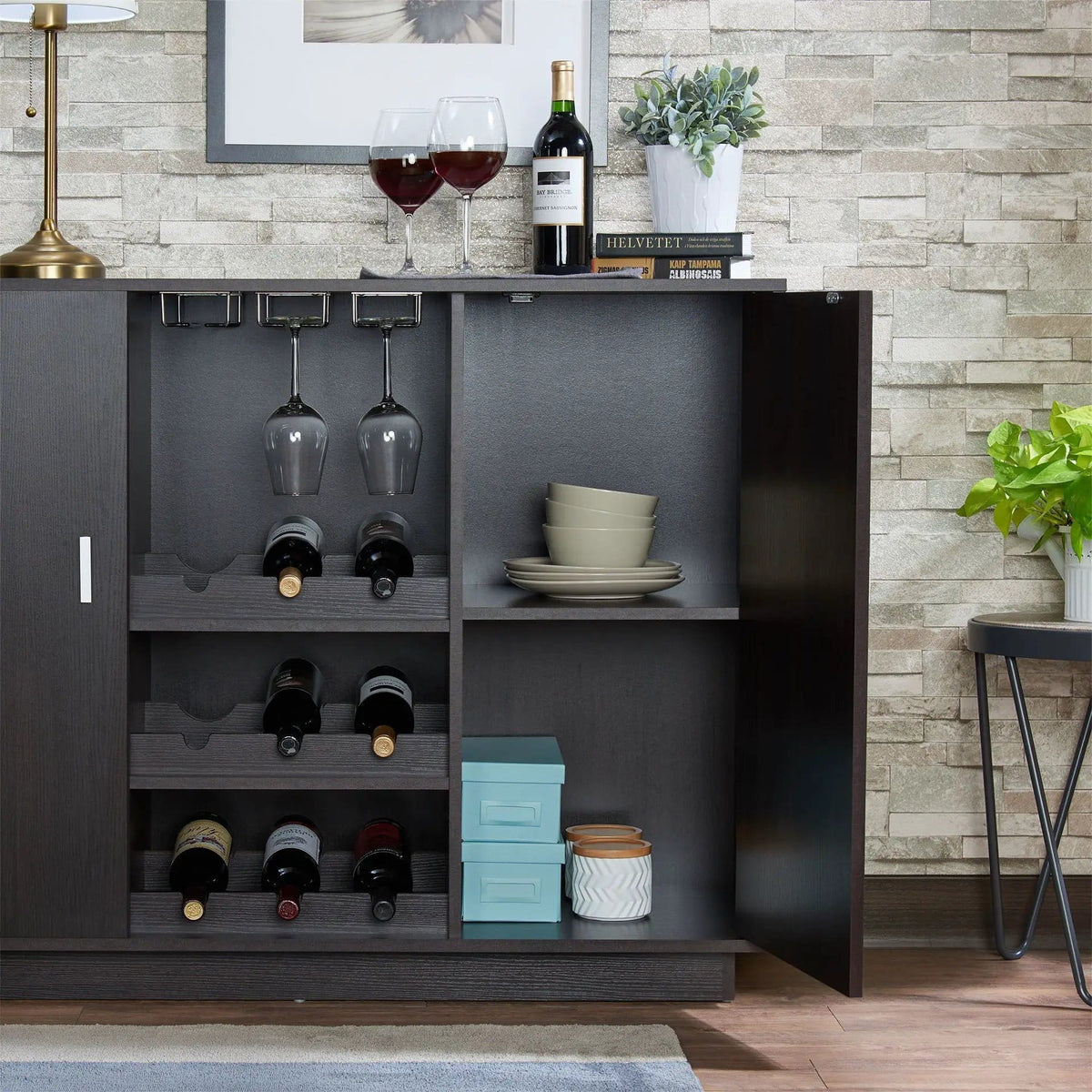 Hazen Wine Cabinet II | 16 x 47 x 35 in | Home Furniture | Espresso