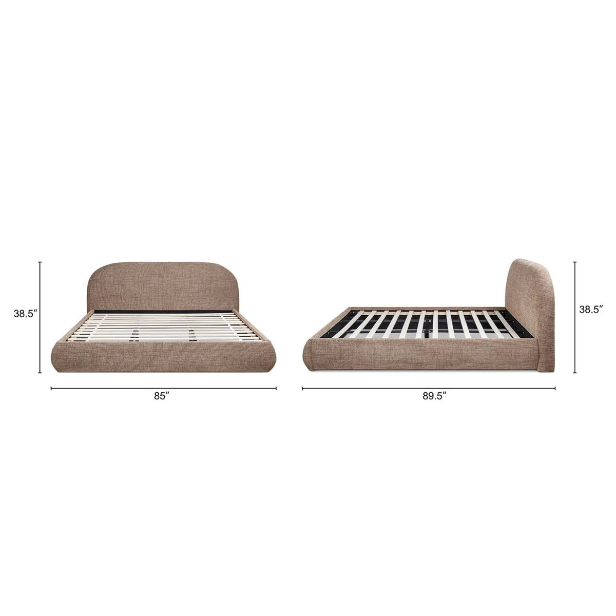 Archie Upholstered Platform Bed | Puffy Arch Headboard | Grounded Design | No Box Spring Needed