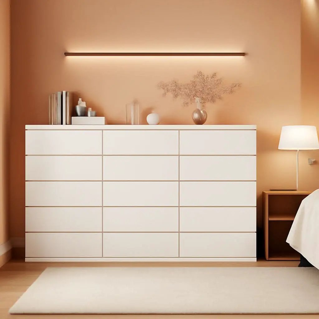 White Wooden 6 Drawer Bedroom Dresser With Sliding Rails from PriceLows™
