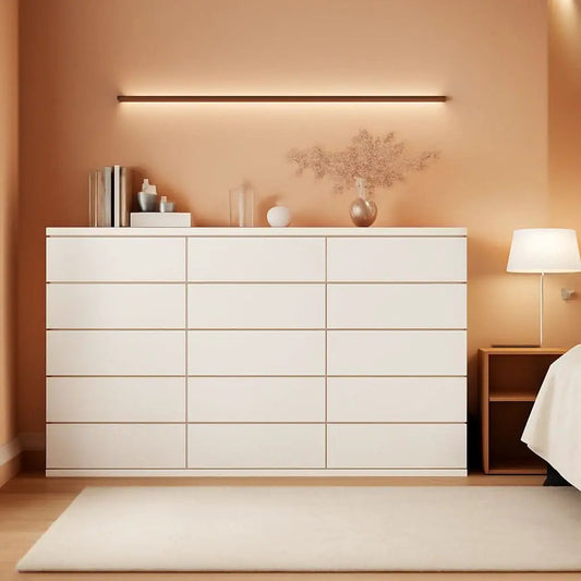 White Wooden 6 Drawer Bedroom Dresser With Sliding Rails from PriceLows™