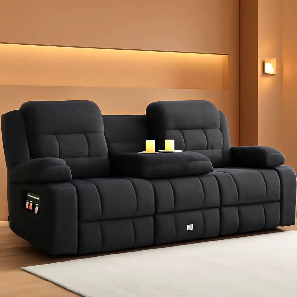 Gray Loveseat Recliner Sofa With Flip Middle Backrest from PriceLows™