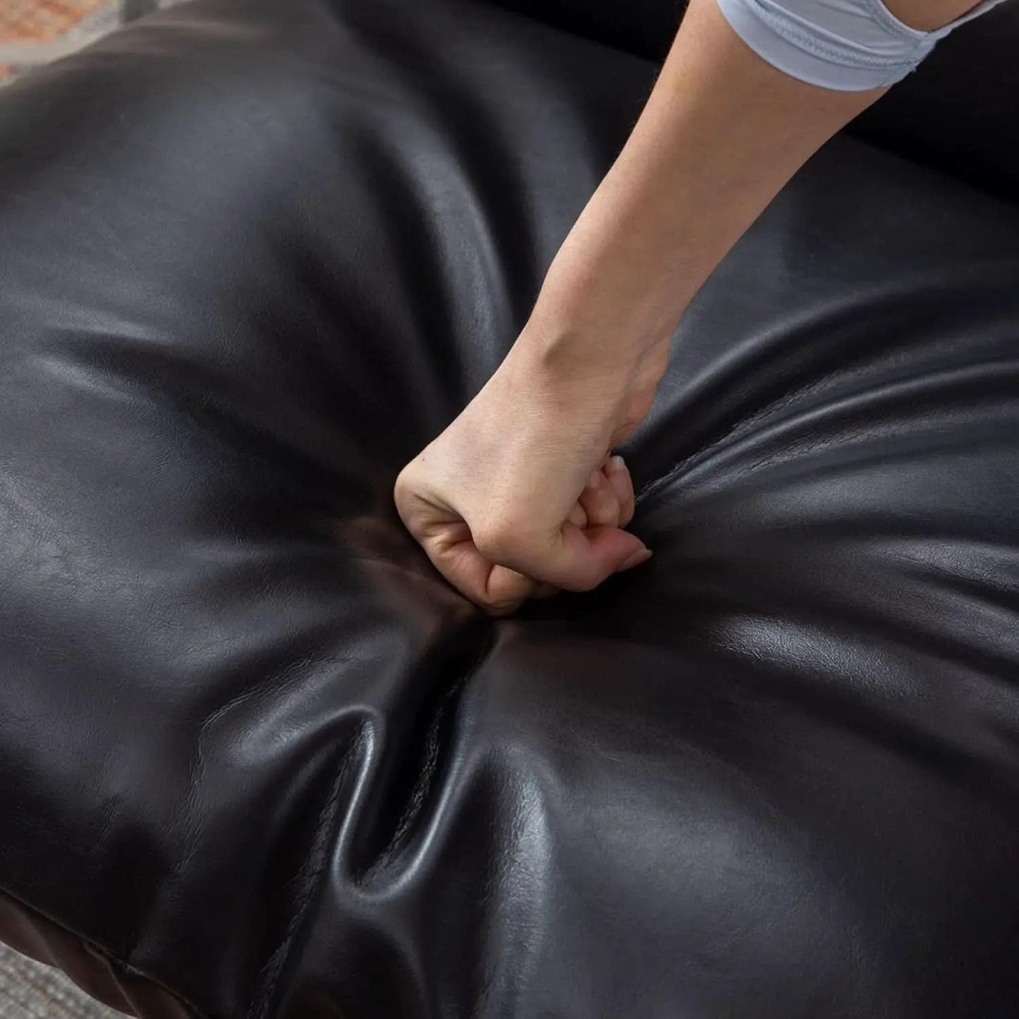 Black PU Leather MidCentury Upholstered Leisure Armchair from PriceLows™