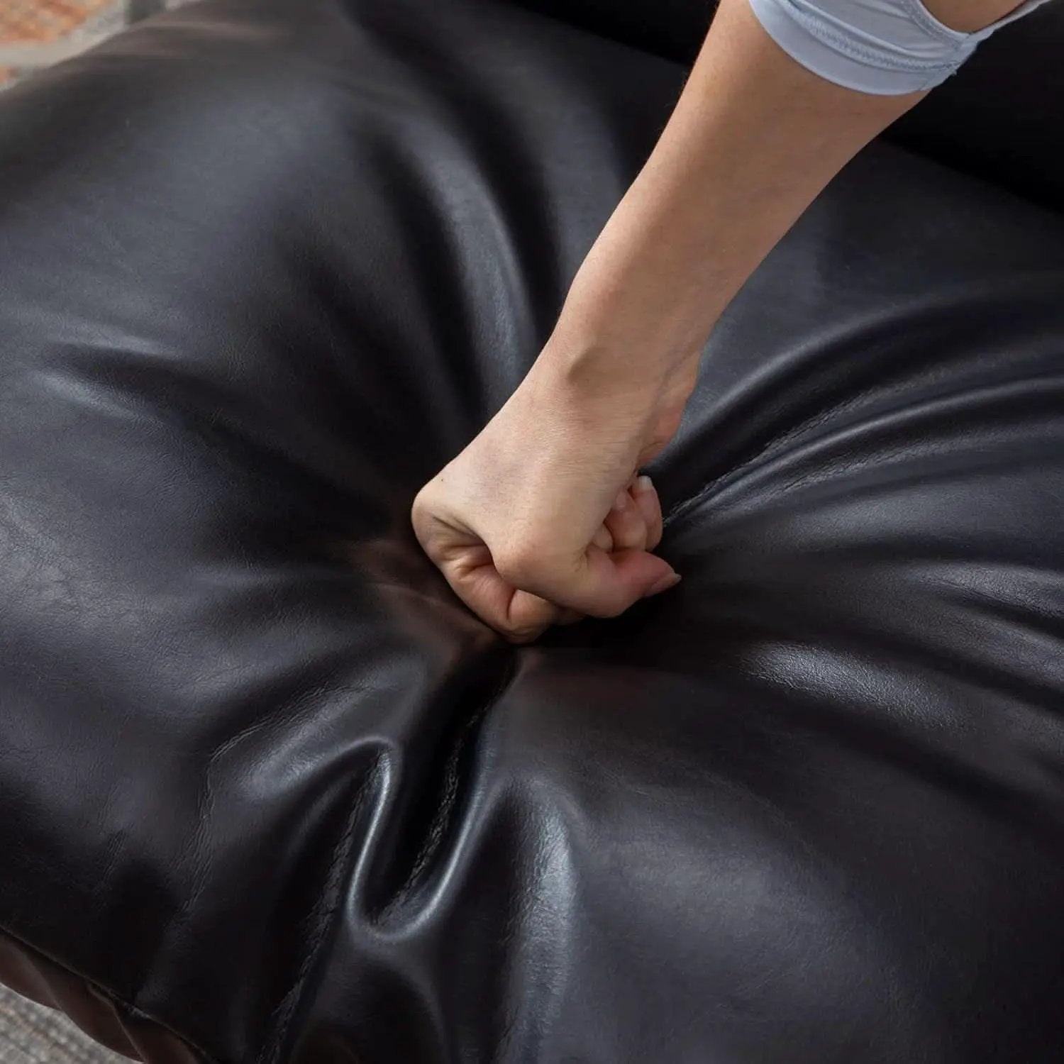 Black PU Leather MidCentury Upholstered Leisure Armchair from PriceLows™