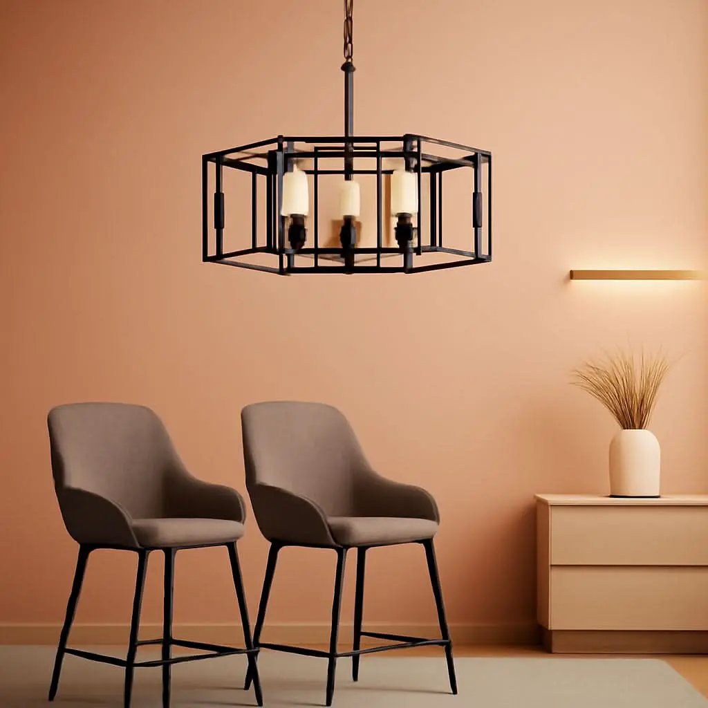 Industrial Style Five Light Matte Black Pendant Chandelier from PriceLows™