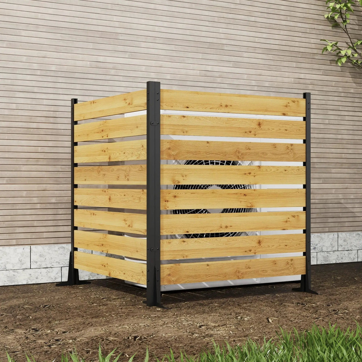 Outdoor Privacy Screen | Cedar Wood | Aluminum Frame | Pool And Equipment Enclosure