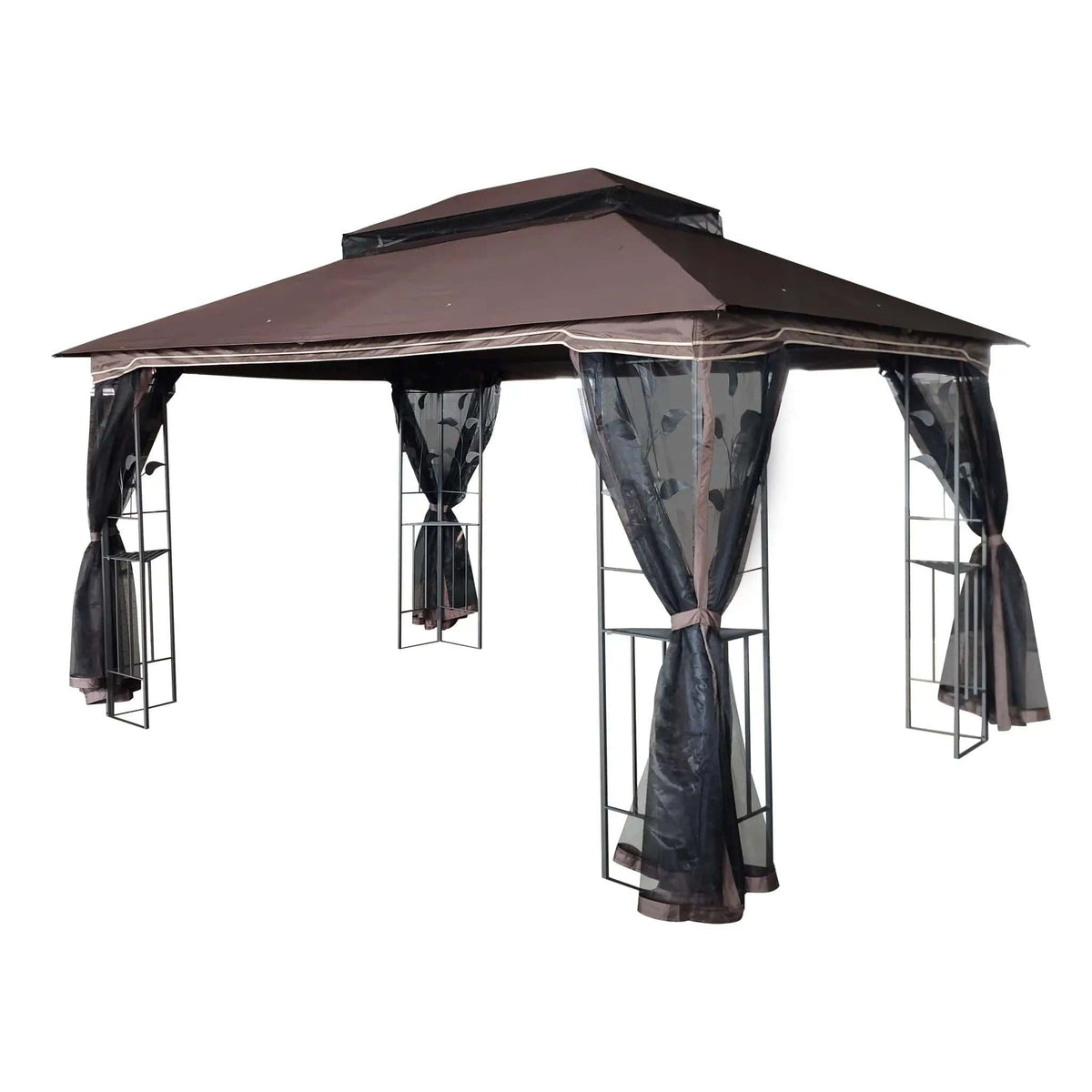 Patio Gazebo Tent With Ventilated Double Roof And Mosquito Net For Backyard Or | 2 Pieces | Steel & Iron | Outdoor Living