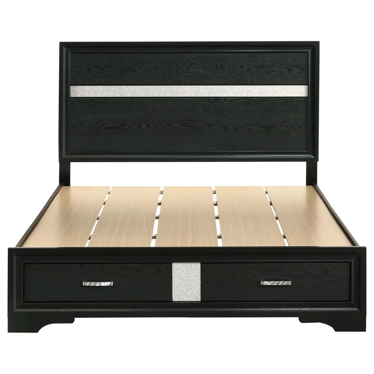 Miranda 51-inch Wood Queen Storage Panel Bed | 63.5 x 83.75 x 50.25 in | Wood | Black