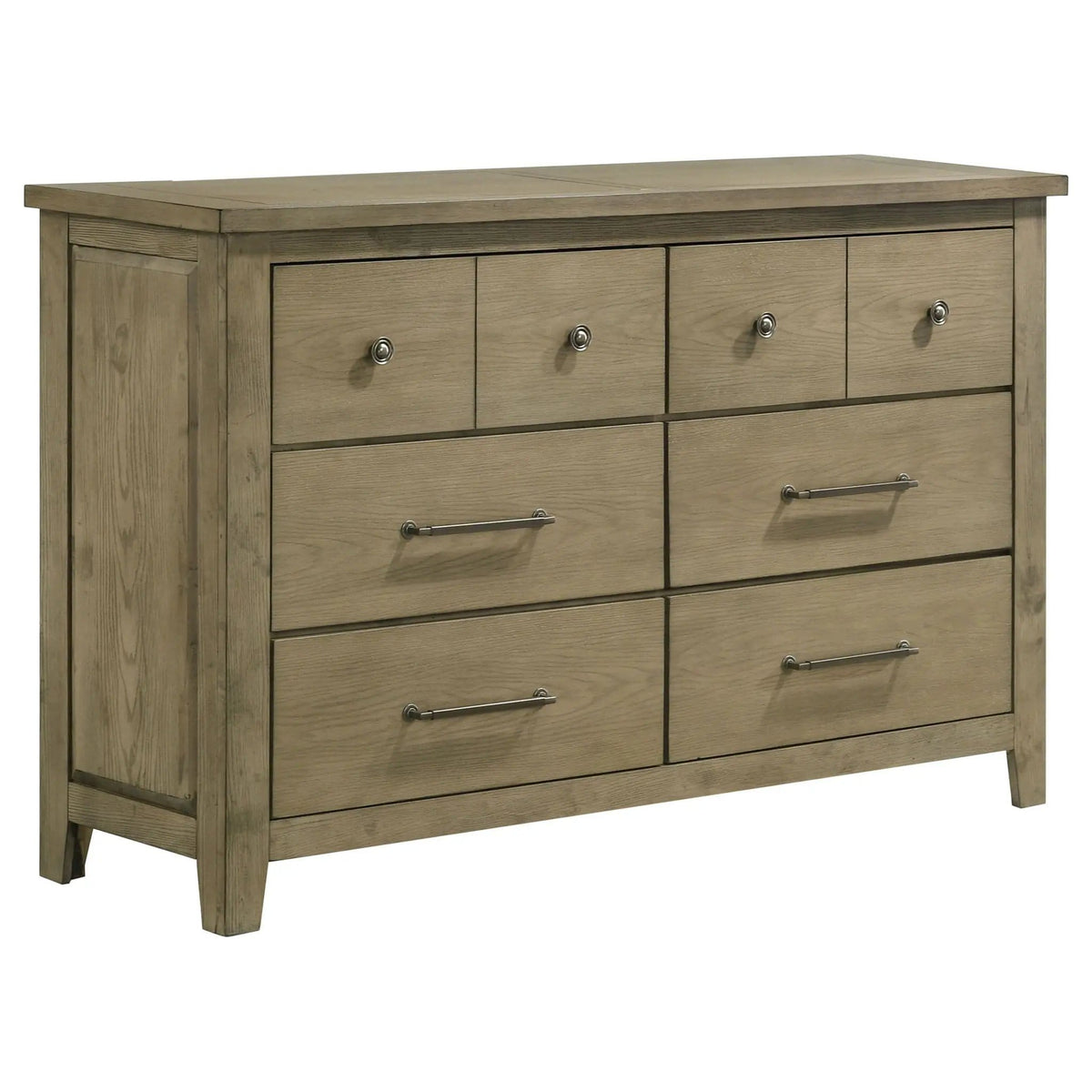 Hazlewood 6-drawer Bedroom Dresser Cabinet Vineyard | 61 x 17.25 x 37.75 in | Rubberwood & Engineered Wood | Oak