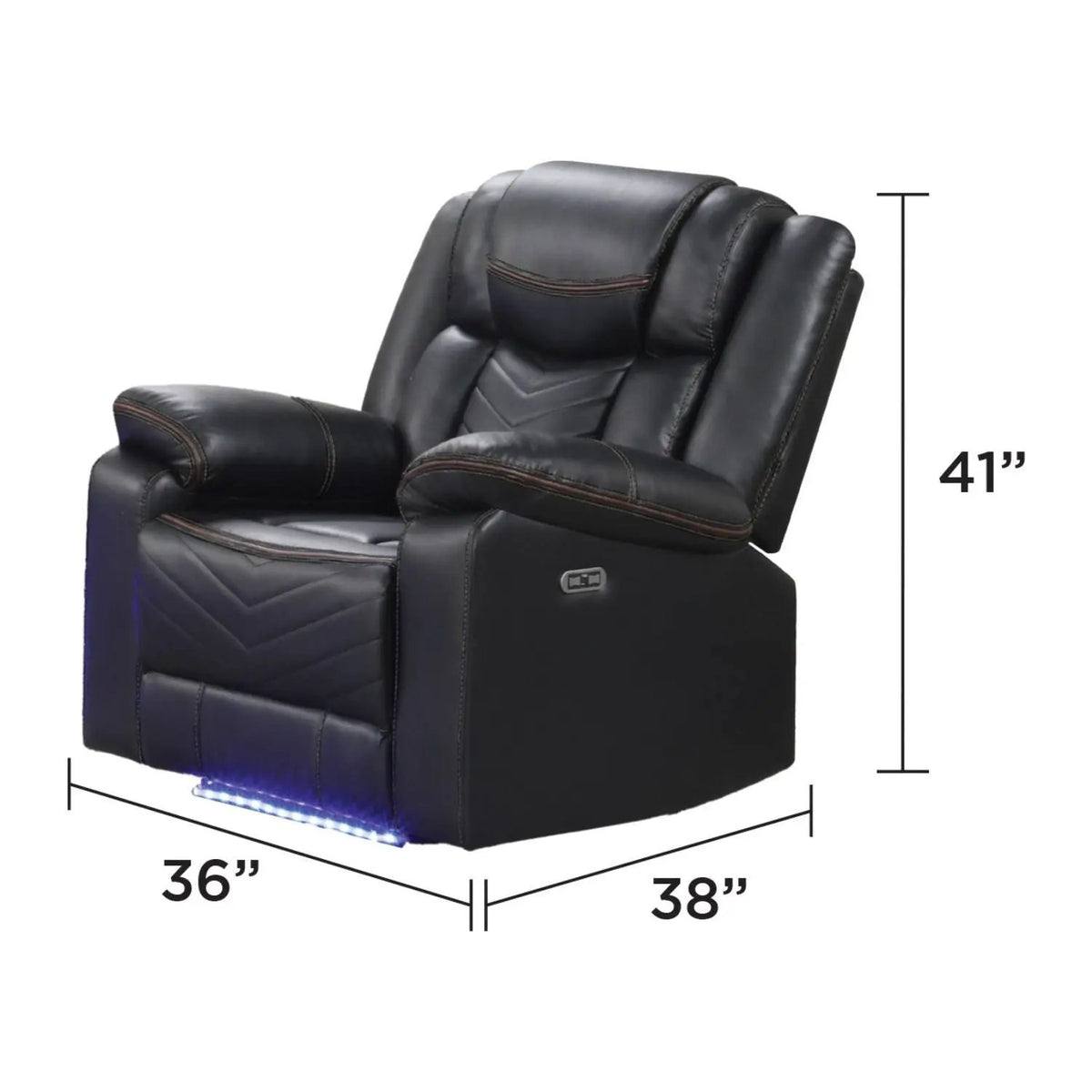 Power Recliner Chair | LED Lighting at Base | USB Charging Port