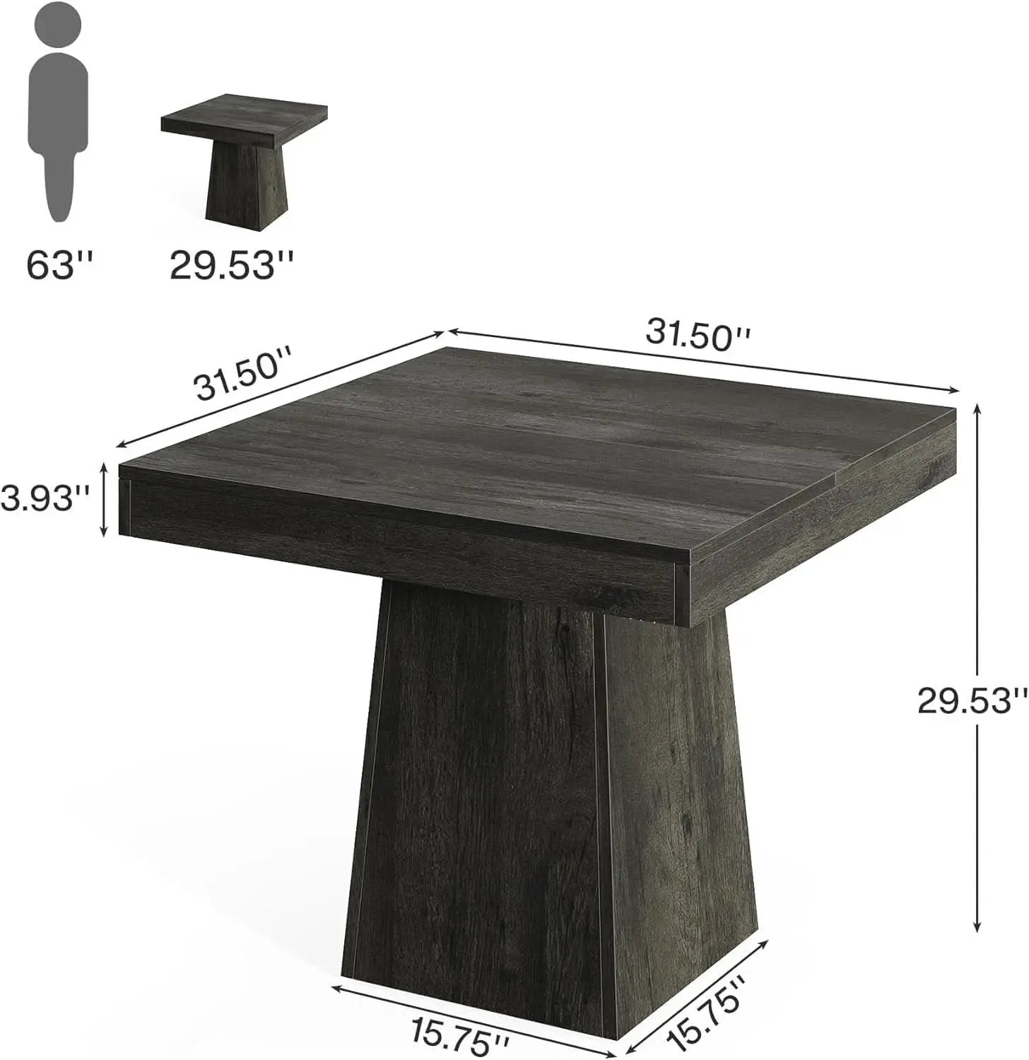Gray Square Dining Table 31.5 Inch Waterproof Top Seats 4 from PriceLows™