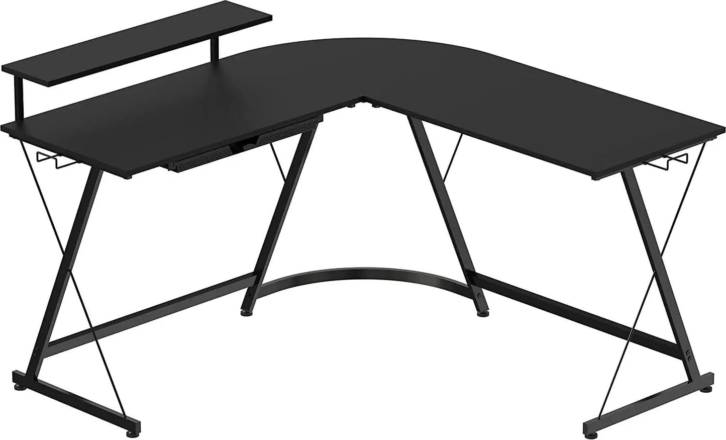 Vista L Shaped Desk With Removable Monitor Shelf In Black from PriceLows™
