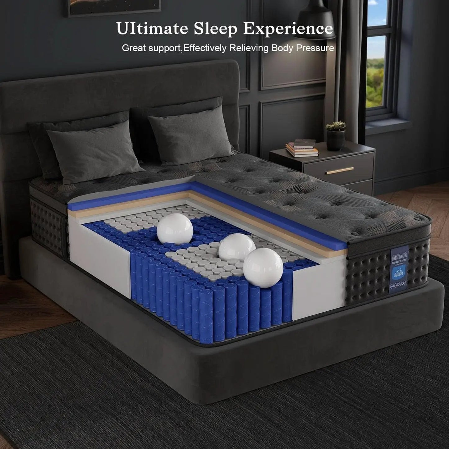 Queen 12 Inches Hybrid Memory foam Mattress CertipurUS from PriceLows™