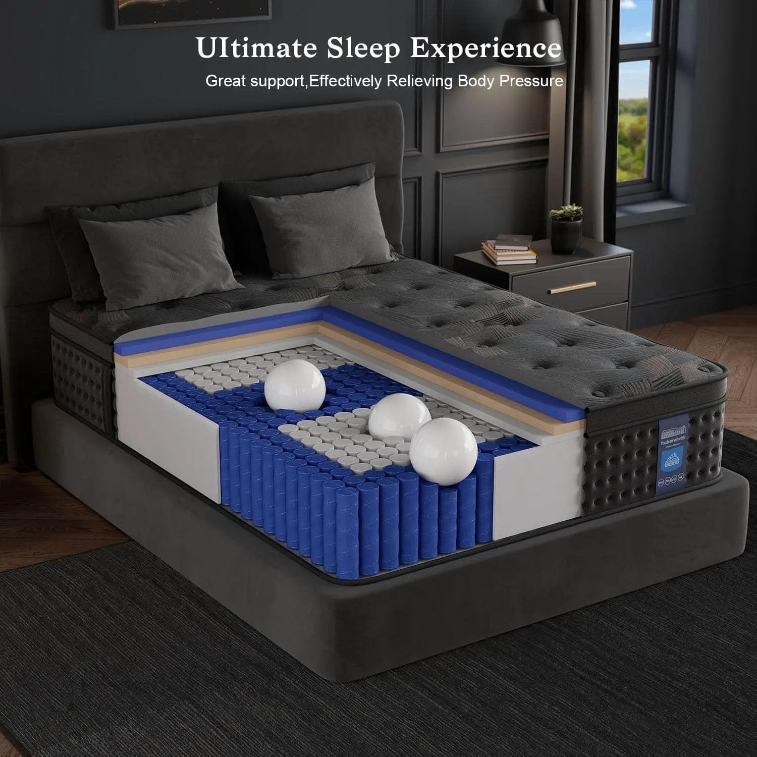 Queen 12 Inches Hybrid Memory foam Mattress CertipurUS from PriceLows™