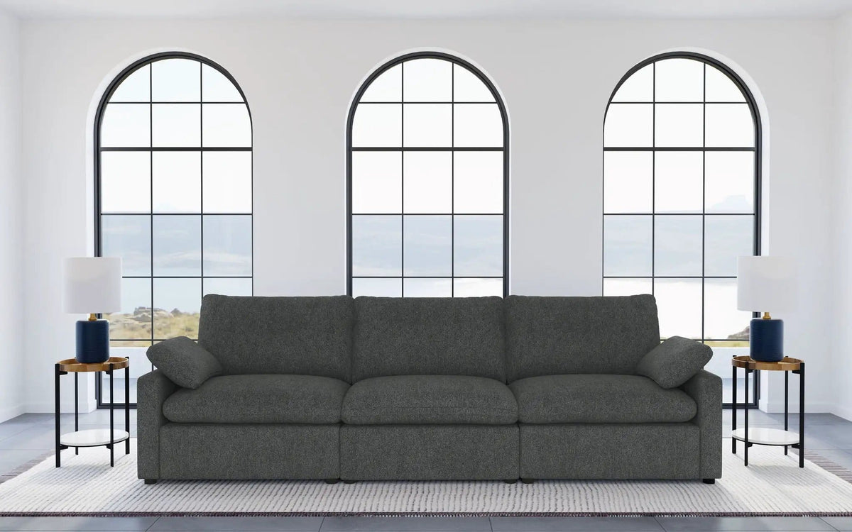 Collins Modular Power Sofa Dark | 124 x 40 x 38 in | Engineered Wood & Fabric | Grey