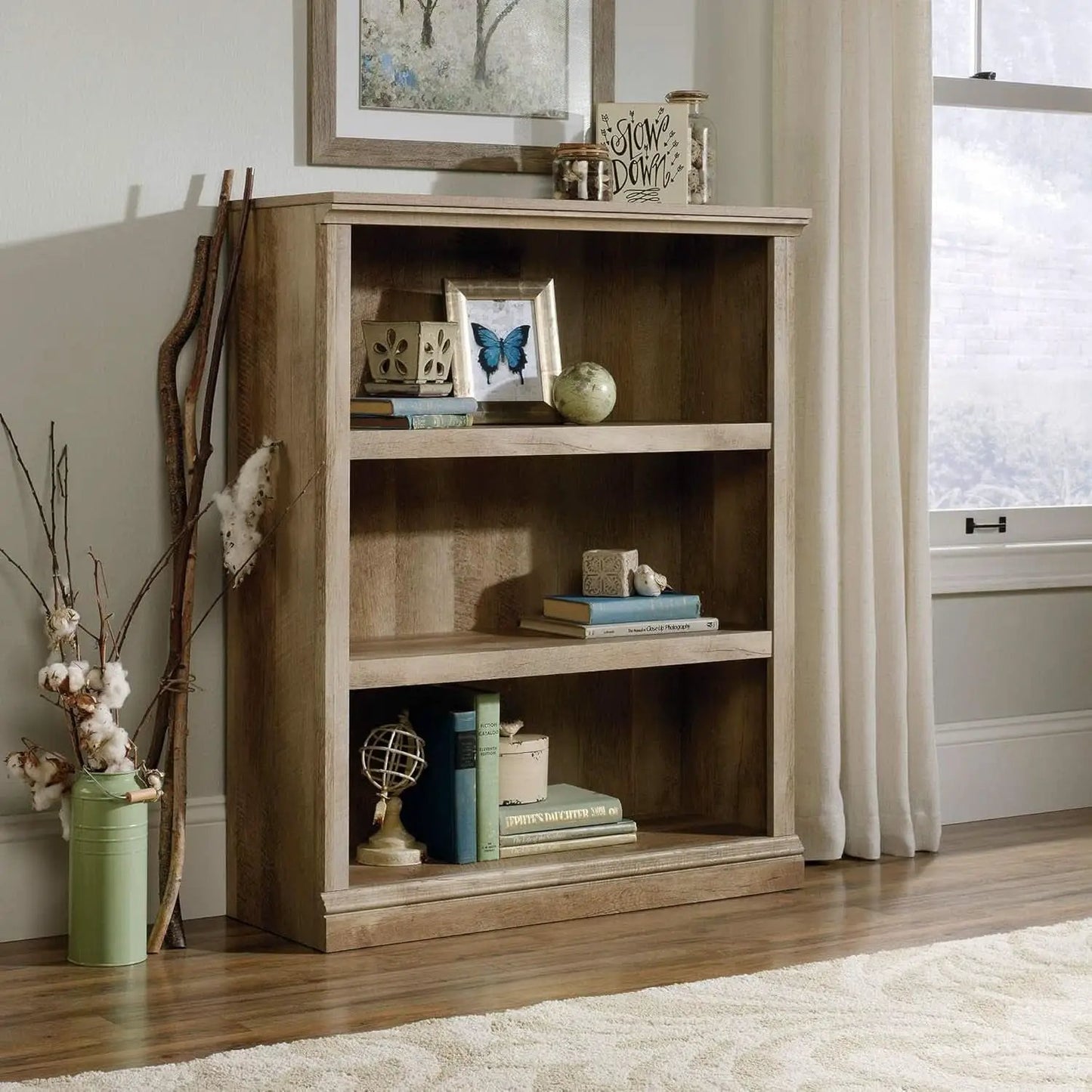 3 Shelf Bookcase In Lintel Oak Finish For Living Room from PriceLows™