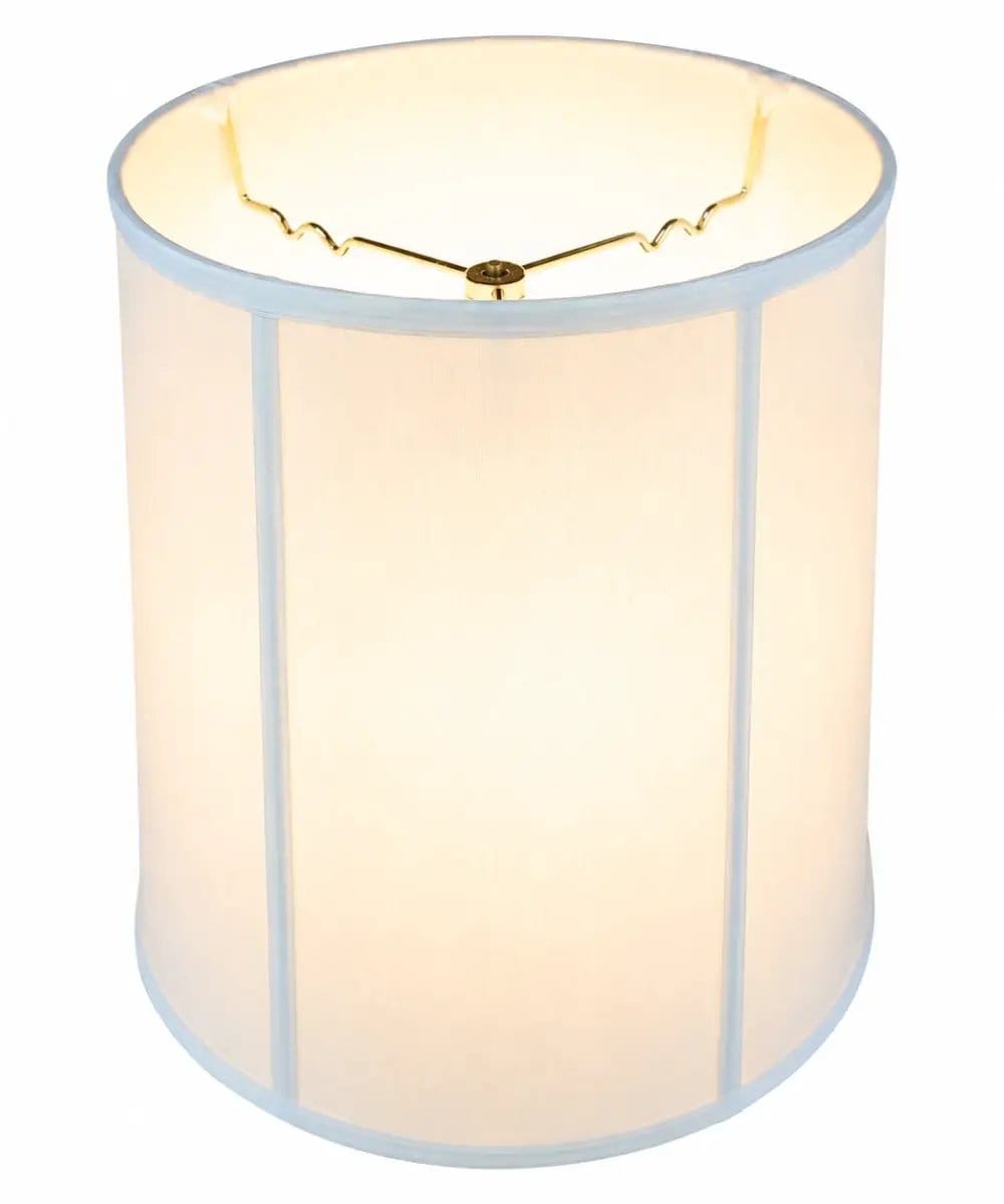 Tall Drum Lampshade | White Shantung Fabric | 16X18X19 Inches