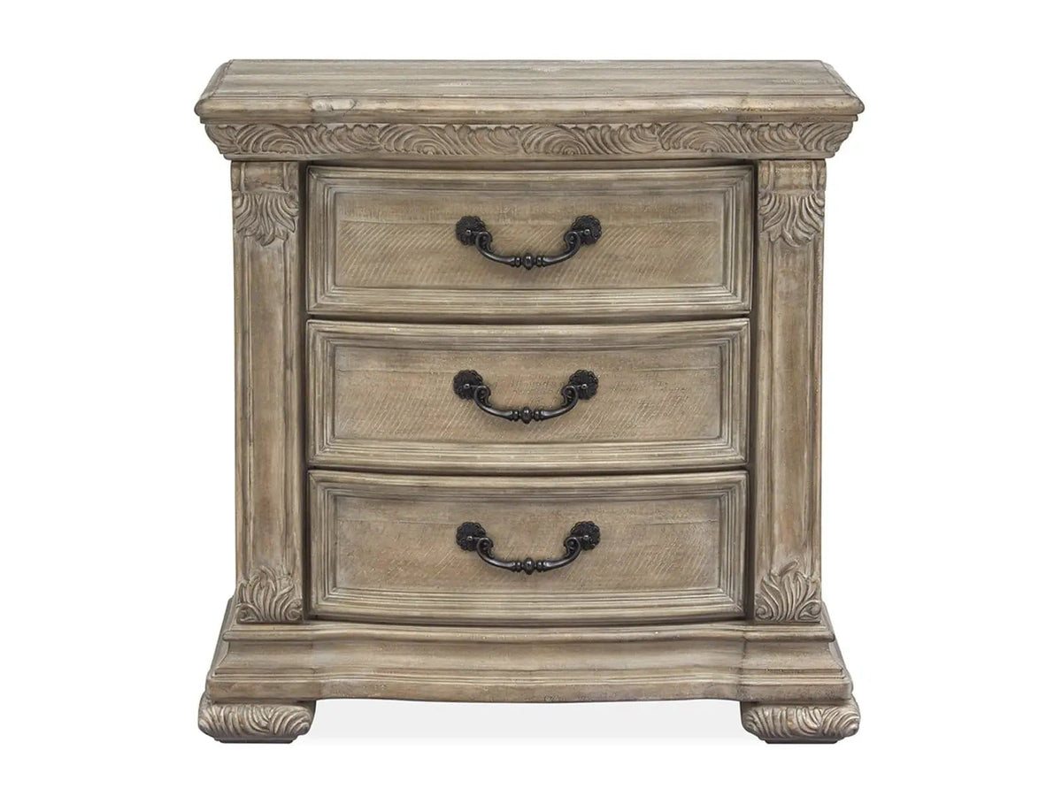 Marisol Drawer Nightstand Nightstands w/ Charging Station | 18 x 30 x 29.75 in | Bedroom Furniture | Fawn