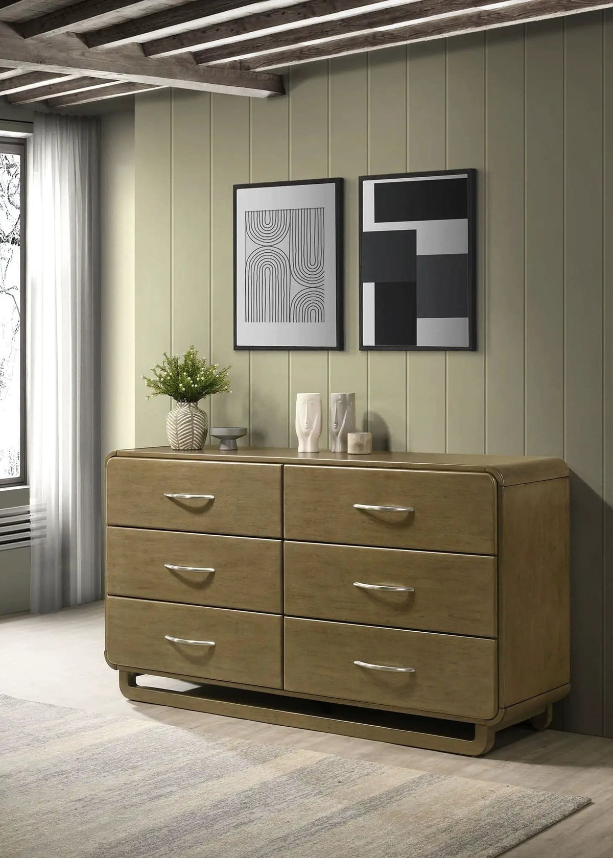 Amsbury 6-drawer Dresser Cabinet Nutmeg | 64 x 19.75 x 35 in | 6-Drawer | Bedroom