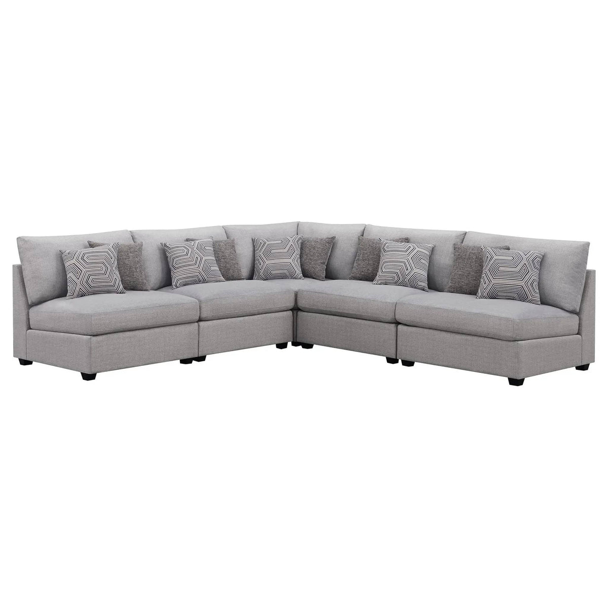 Cambria 5-piece Upholstered Modular Sectional Sofa | 5-Piece Set | Fabric | Grey