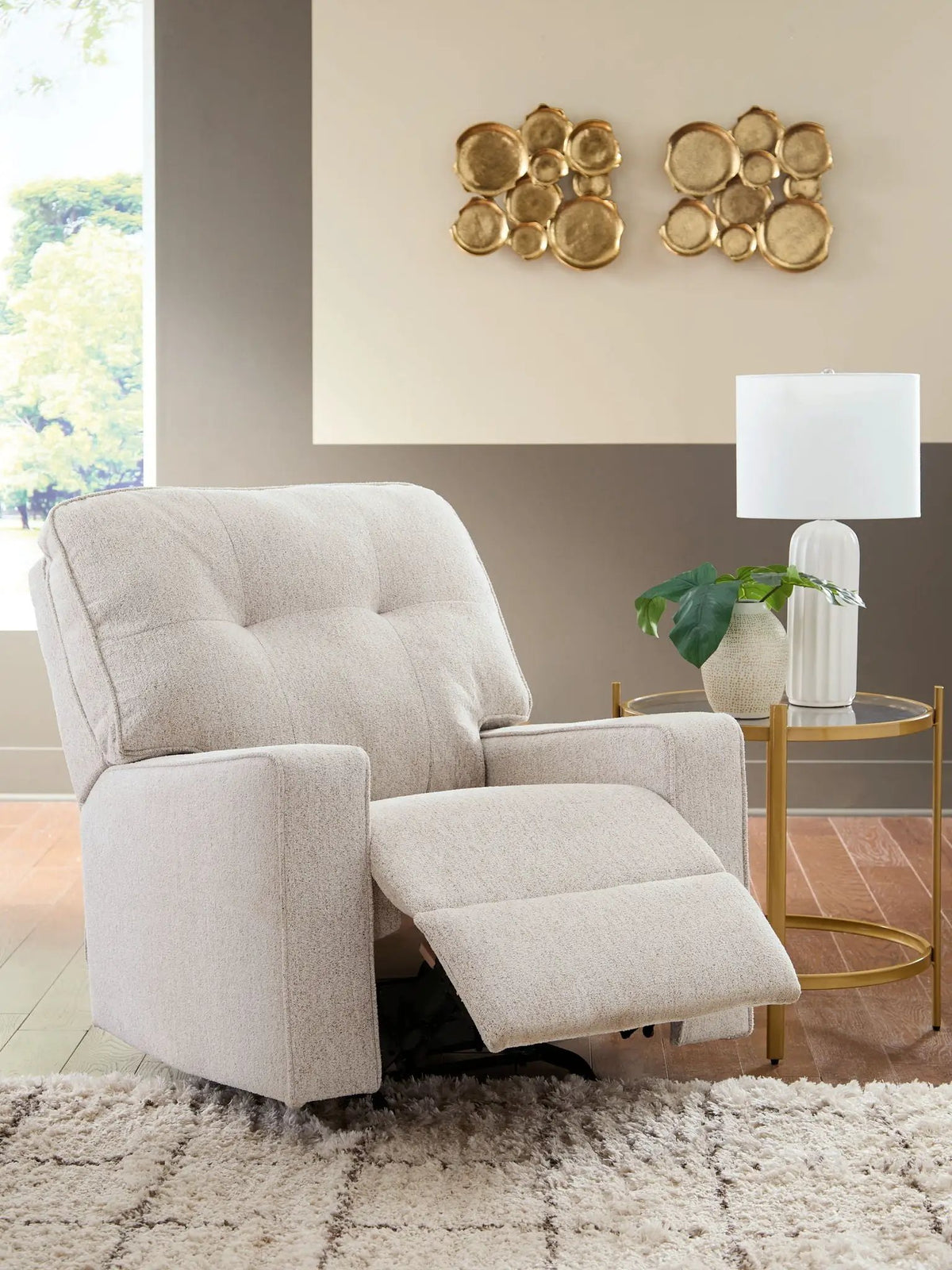 Rocker Recliner | Track Arms | Easy Pull Tab | Transitional Style