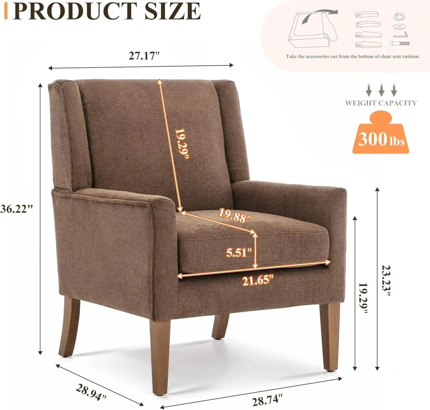Oversized Mid Century Fabric Charcoal Accent Chair from PriceLows™