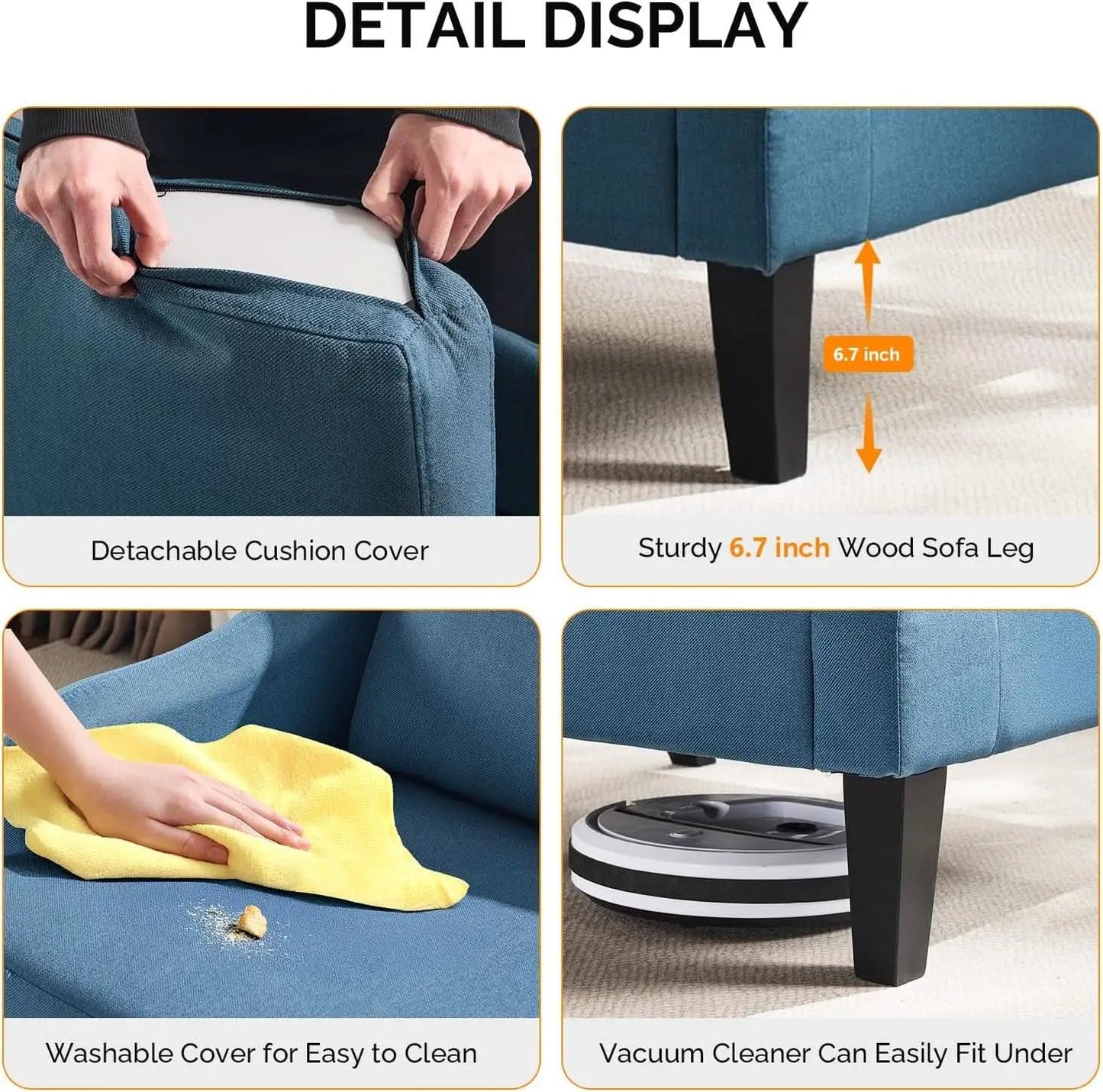 Navy Blue Linen Upholstered Accent Chair Modernist Design from PriceLows™