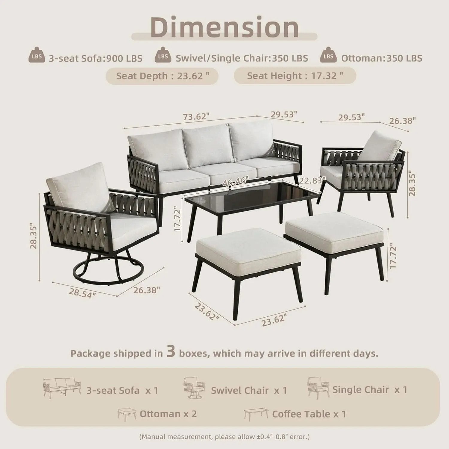 Outdoor Patio Furniture Set with Swivel Chair and Table from PriceLows™