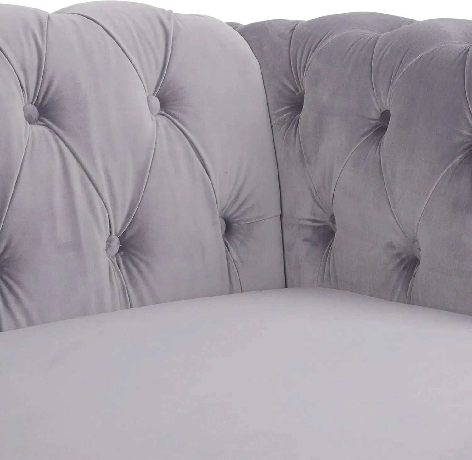 Three Piece Living Room Sofa Set Grey Velvet Chesterfield Sofa Club Chair Loveseat Nailhead Trim from PriceLows™