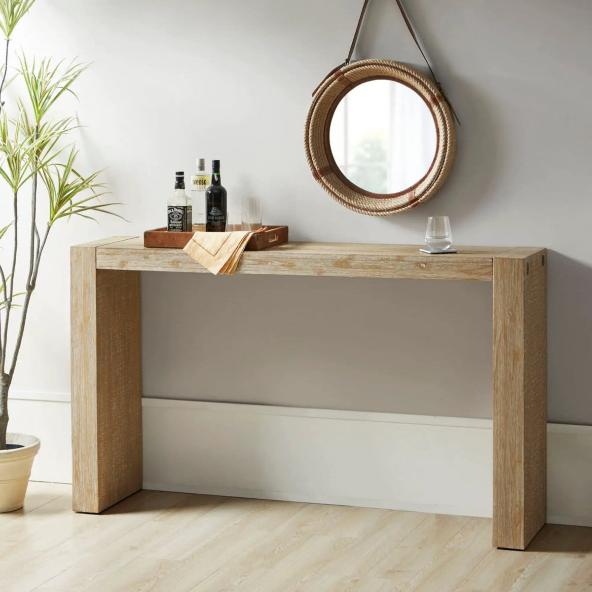 Modern Console Table | 54 Inch Width | Solid Wood Construction | Clean-Lined Design