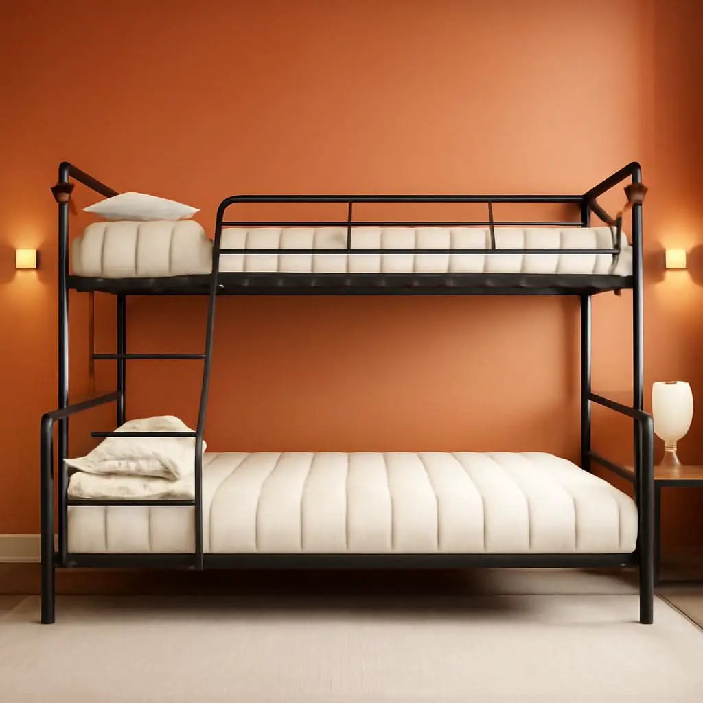 Twin Over Full Metal Bunk Bed Vintage Brown Space Saving from PriceLows™