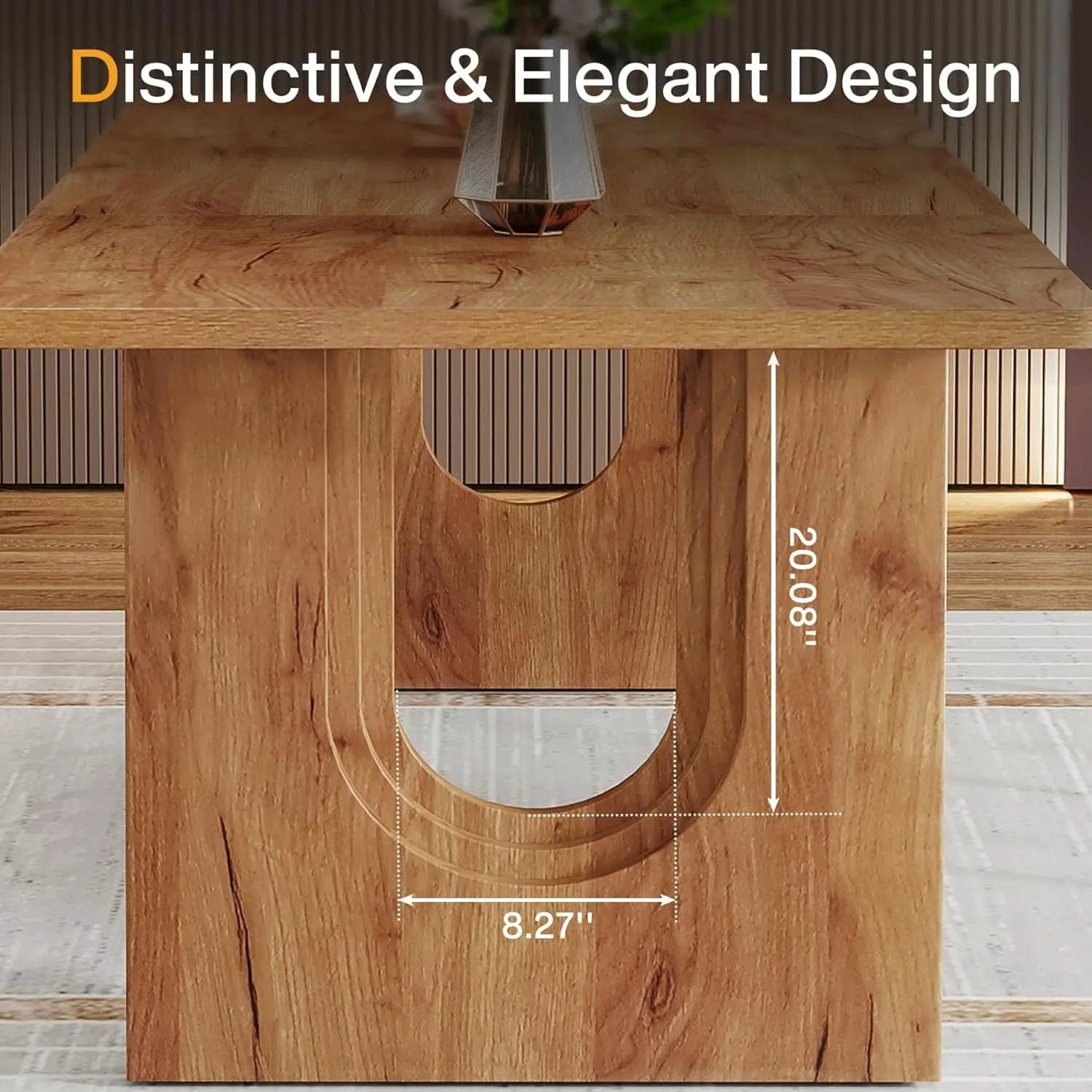 Dining Table 71 Inch Rustic Brown With Wood Pedestal from PriceLows™